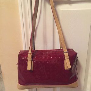 ARCADIA Shoulder Bag / Red Patent and Tan Leather